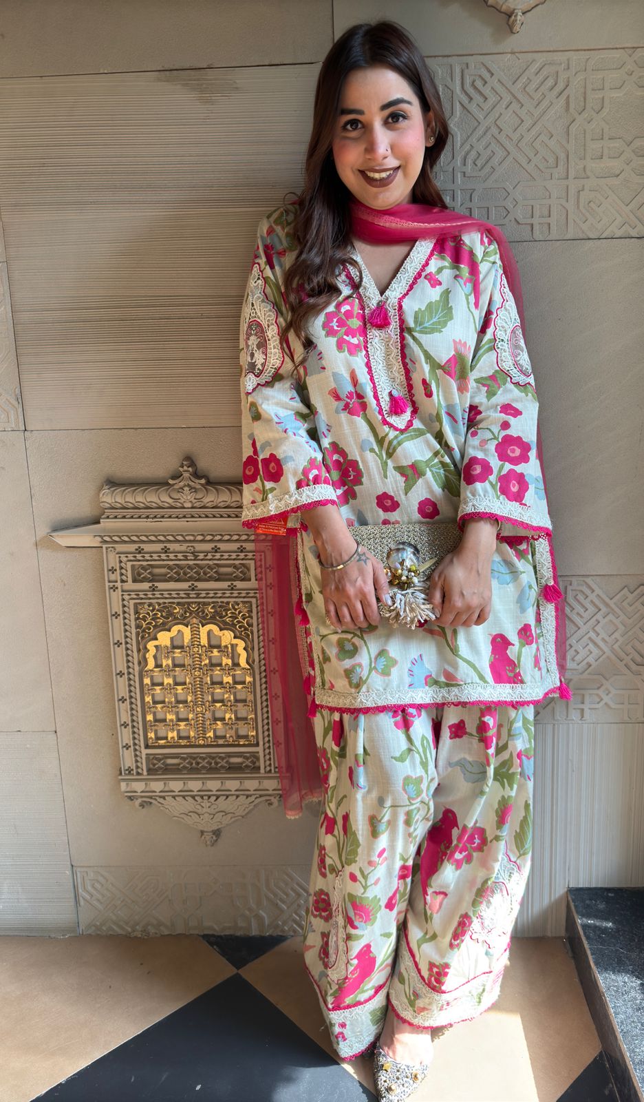 Pure Cotton linen digital printed Stitched Set, Floral digital printing done