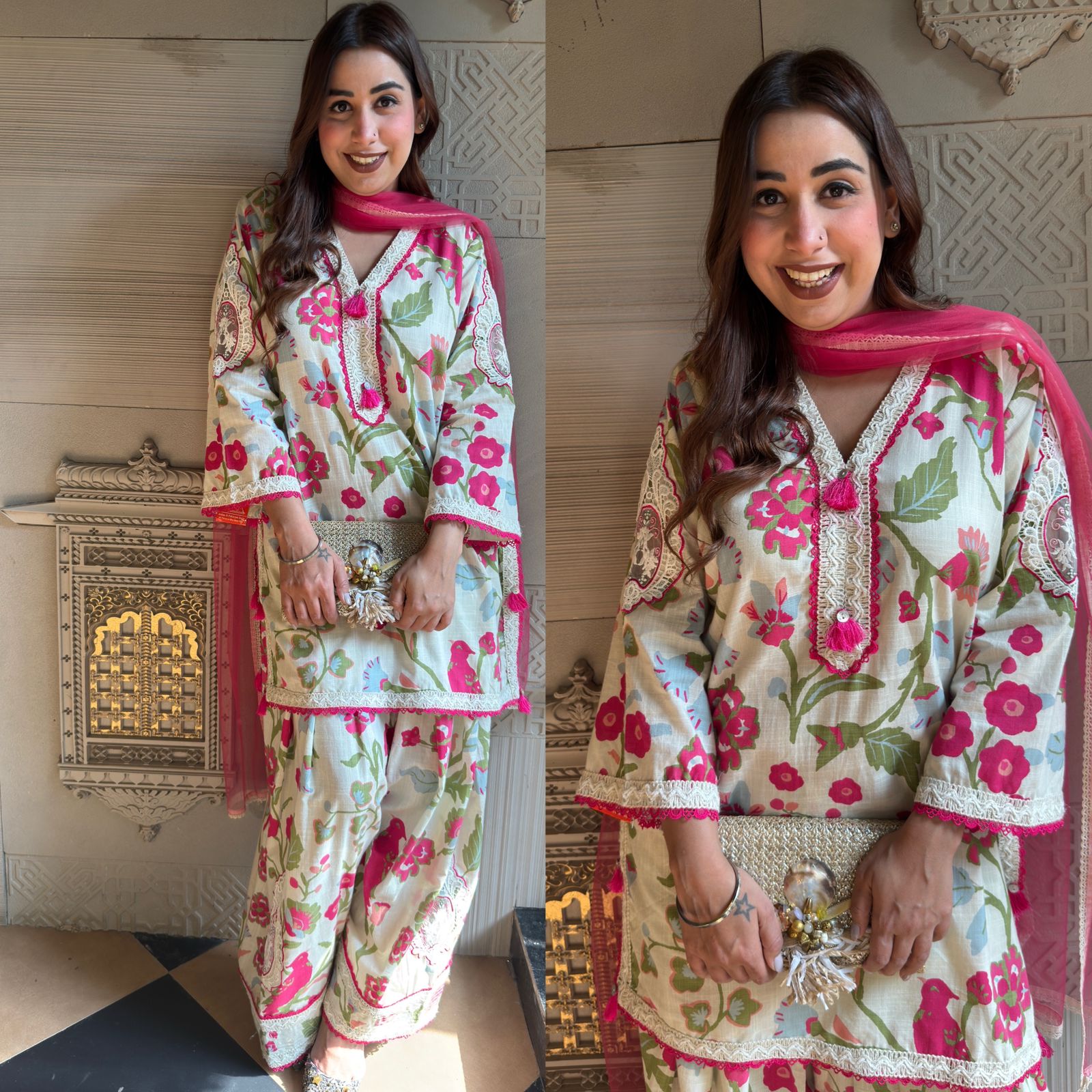 Pure Cotton linen digital printed Stitched Set, Floral digital printing done