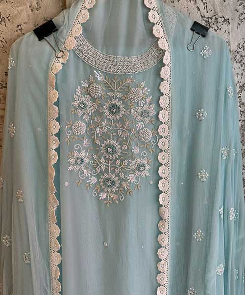 Soft and Flowy organza Georgette Fabric with gorgeous Pearl