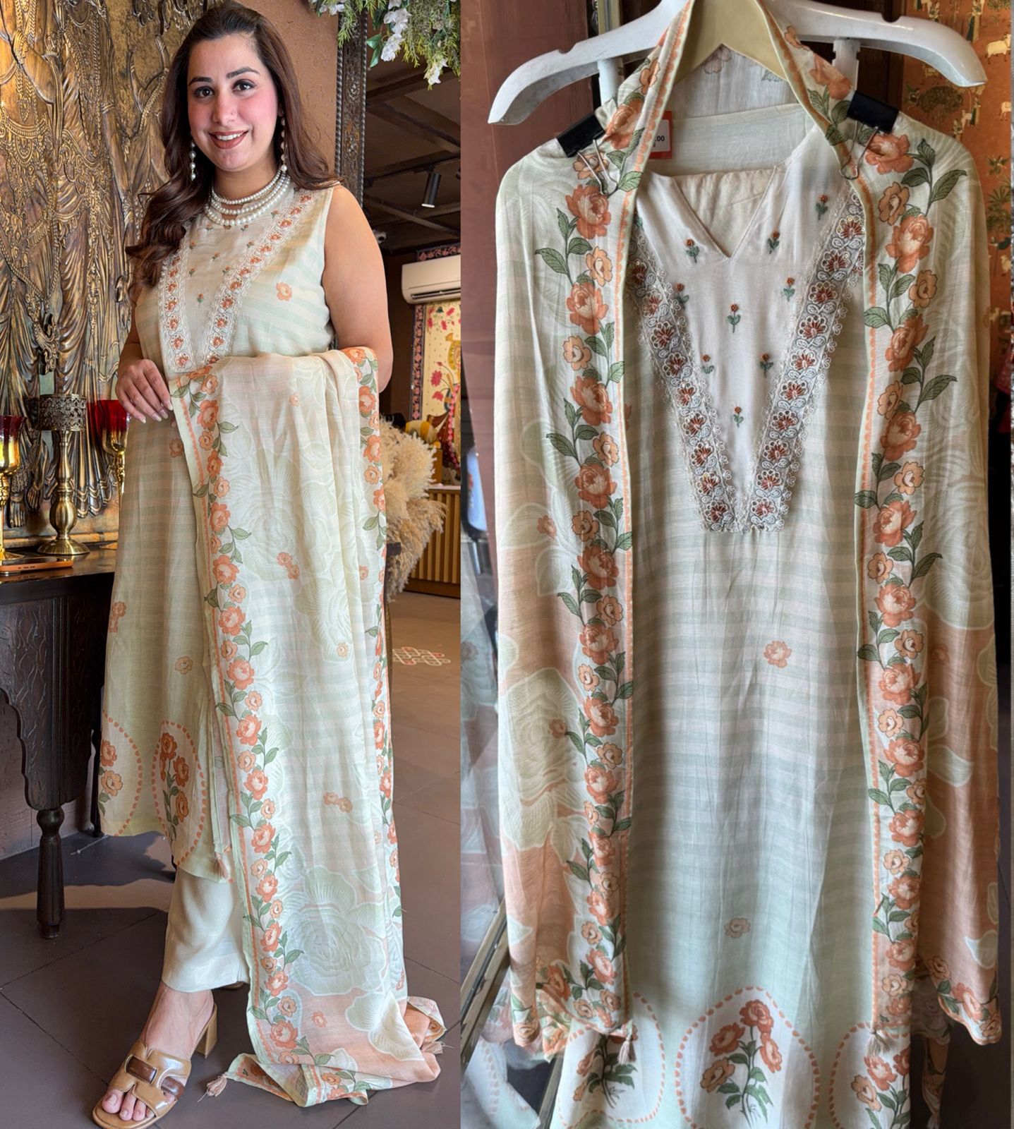 BEAUTIFUL FLORAL PRINTED MUSLIN SUIT SET