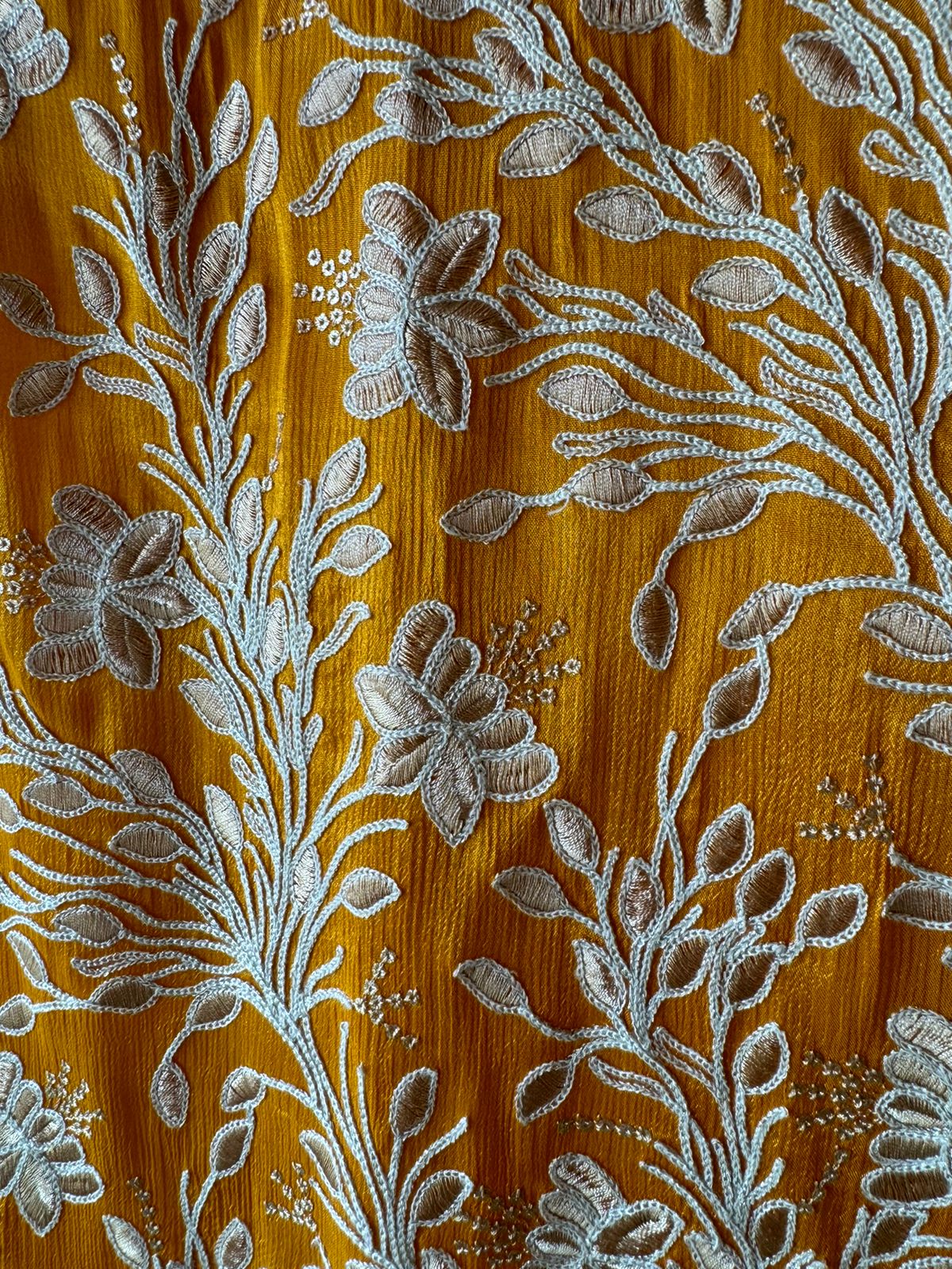 Pure chinon heavily embroidered collection , Unstitched kurta with ari work done