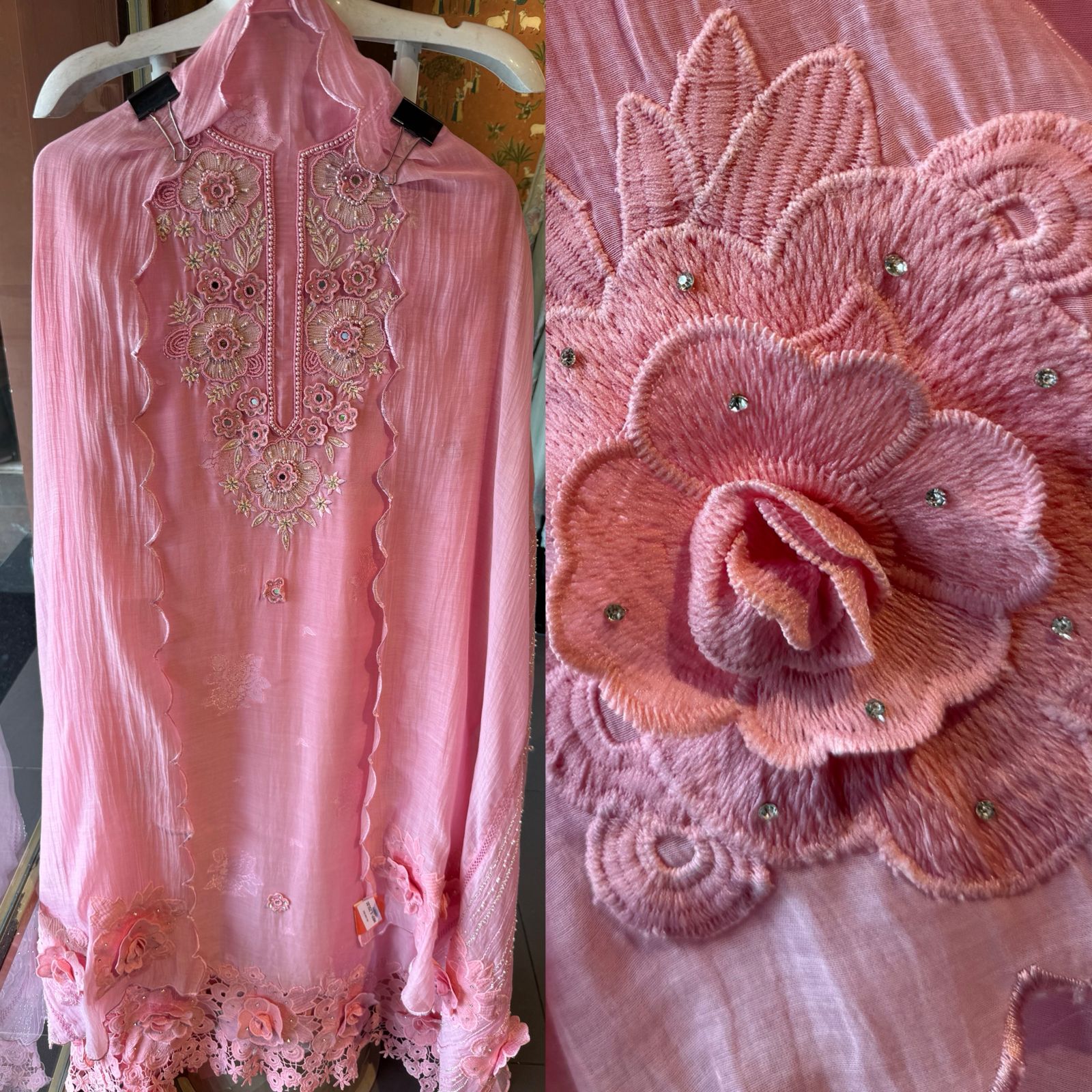Floral Embroidered Suit Set For Summers