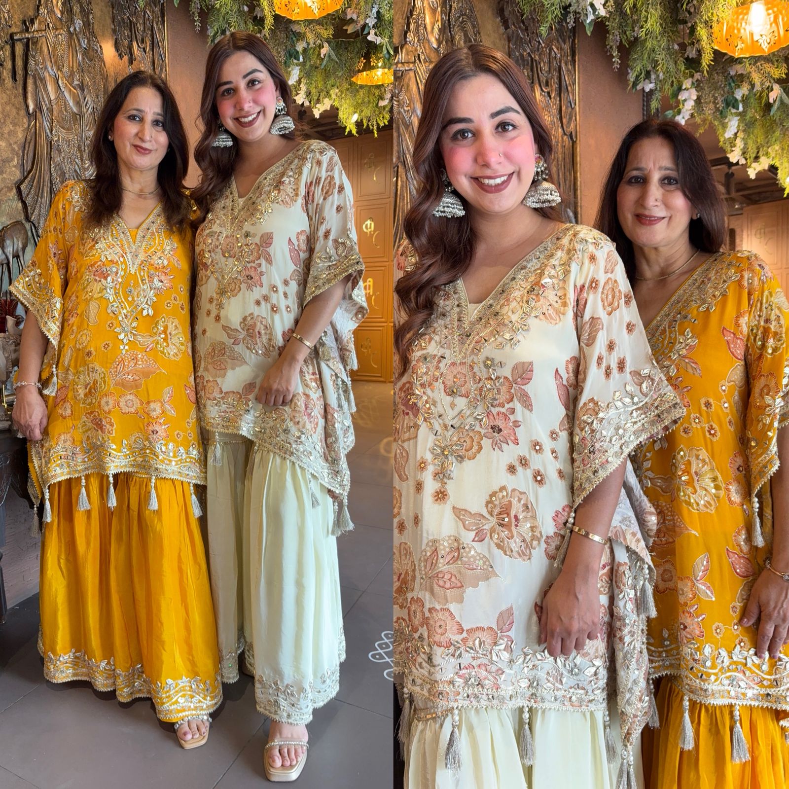 Pure crepe stitched kaaftan set