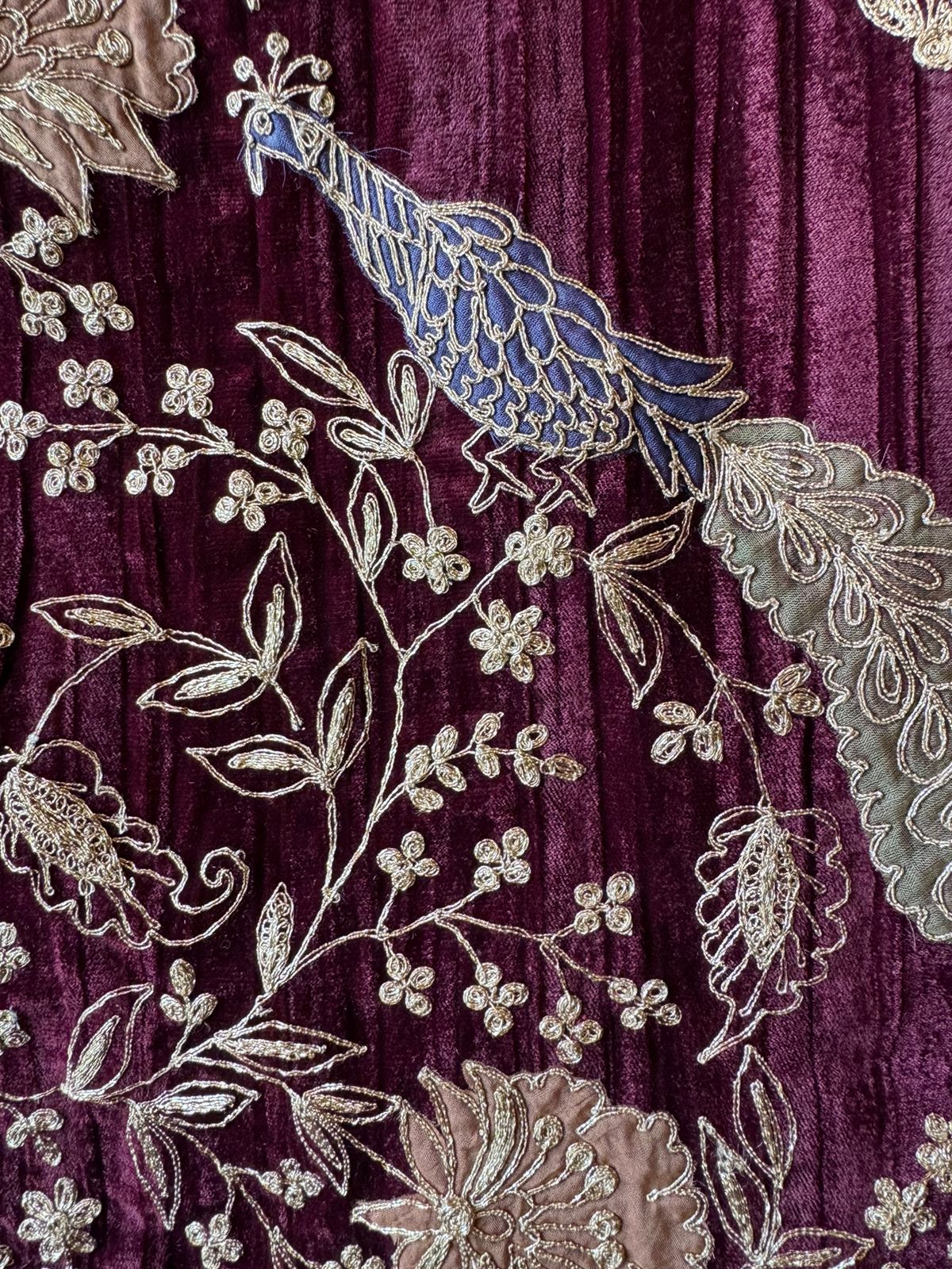 Crushed velvet unstitched designer suit concept With very beautiful daaman