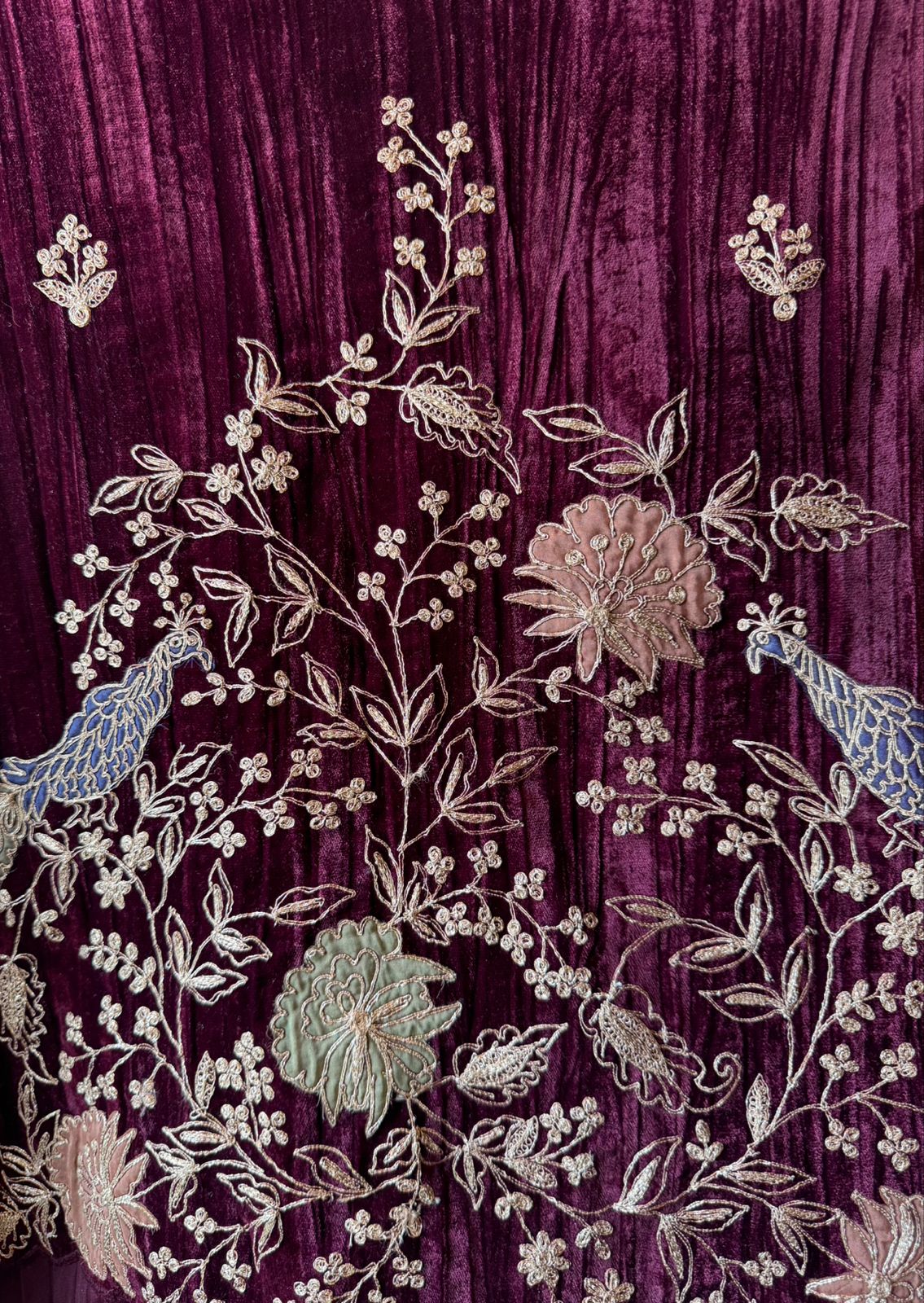 Crushed velvet unstitched designer suit concept With very beautiful daaman