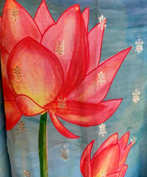 Pure silk unstitched shirt with beautiful designer pattern plus embroidery