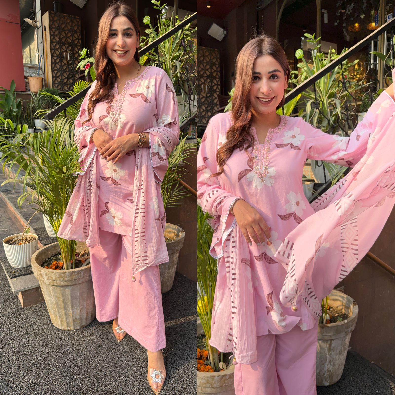 Floral digital printed unstitched cotton Suit